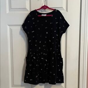 Hanna Andersson Black Kids Dress with White Patterns